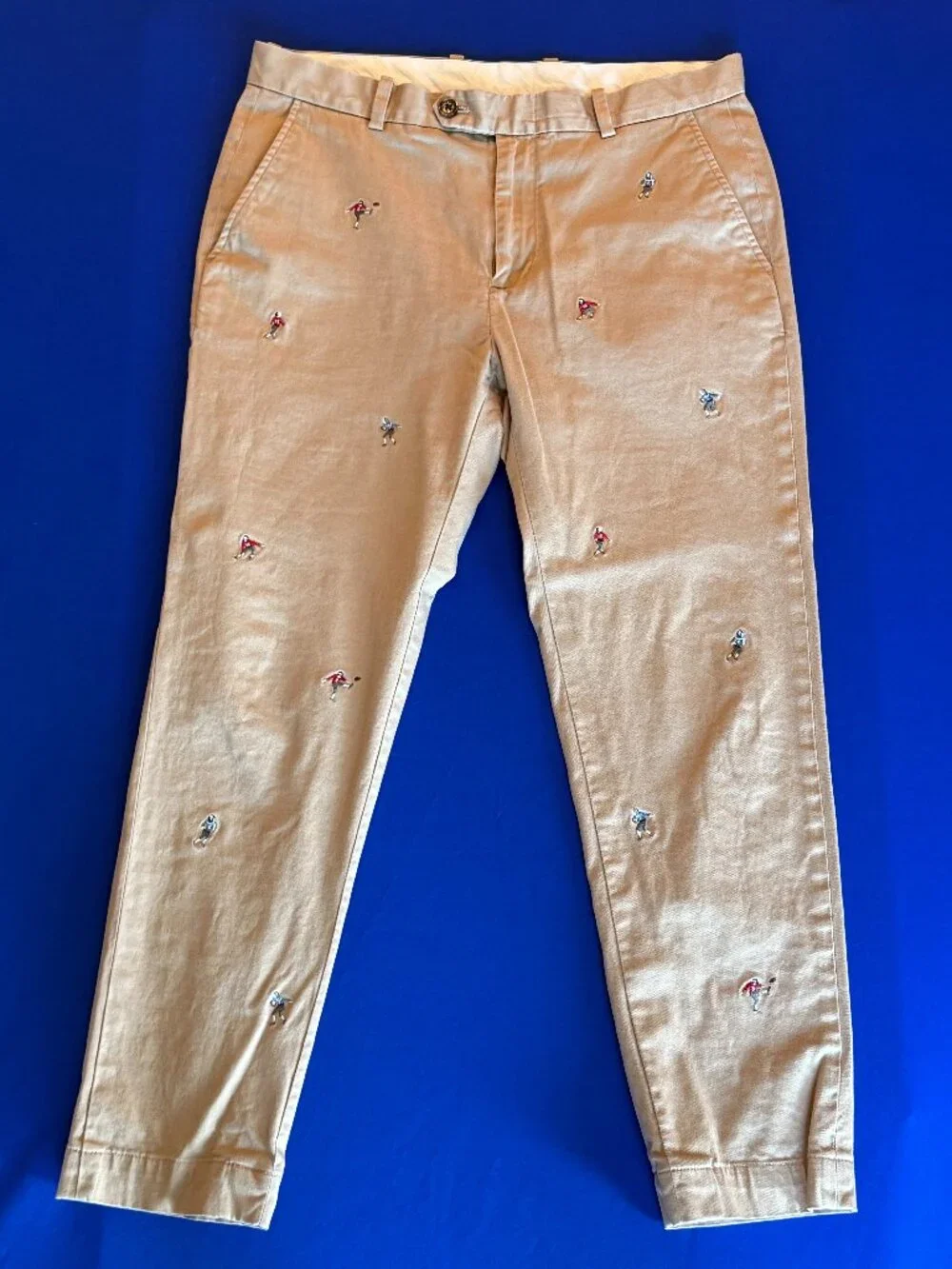 Brooks Brothers Men's Milano Fit Football Embroidered Chino Pants | Tan Khaki